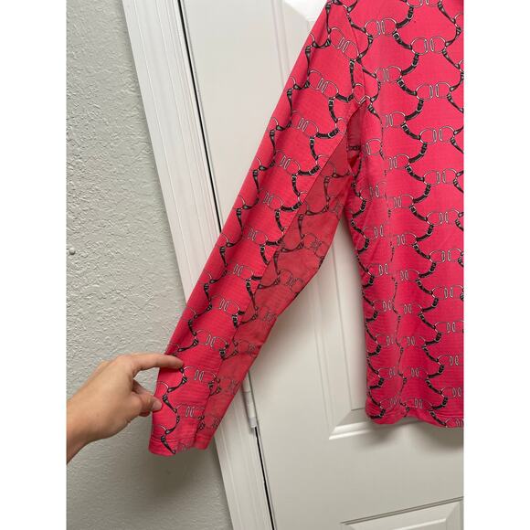 IBKUL Women's classic key long-sleeve mock neck pink equestrian size L - Picture 3 of 7